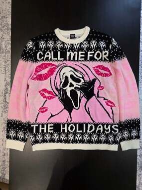 Ghost Face 'Call Me For The Holidays' Ugly Christmas Sweater